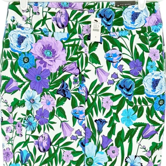 Talbots Women's Stretch Slim Leg Floral Garden Chatham Ankle Pants Size 4 NWT - Picture 3 of 12